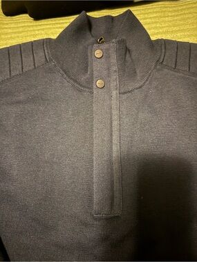 Ralph Lauren Men's Dark Blue Zip-Front Mock Neck Sweater